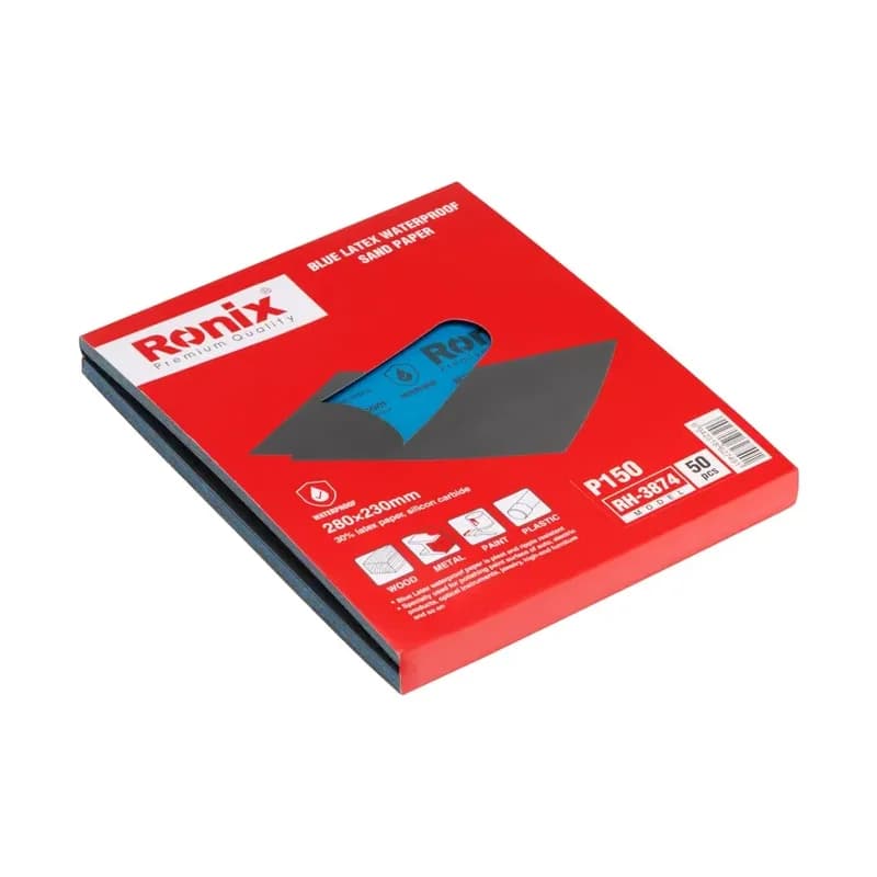 RONIX - Herr. Manuales LIJA AL AGUA CARBURO DE SILICIO GRANO #80 (x10) - RONIX 3871 · Cód. 00LAR080